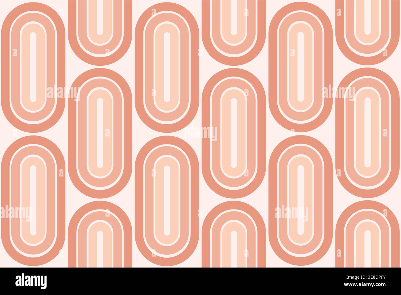 Peach rounded geometric seamless retro abstract pattern Stock Vector