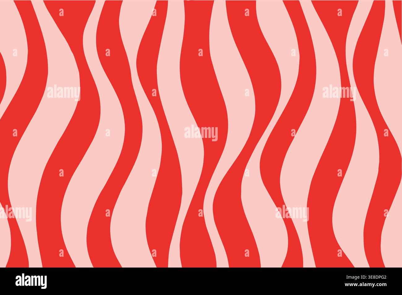 Red and white flowing wavy stripe seamless abstract pattern Stock Vector