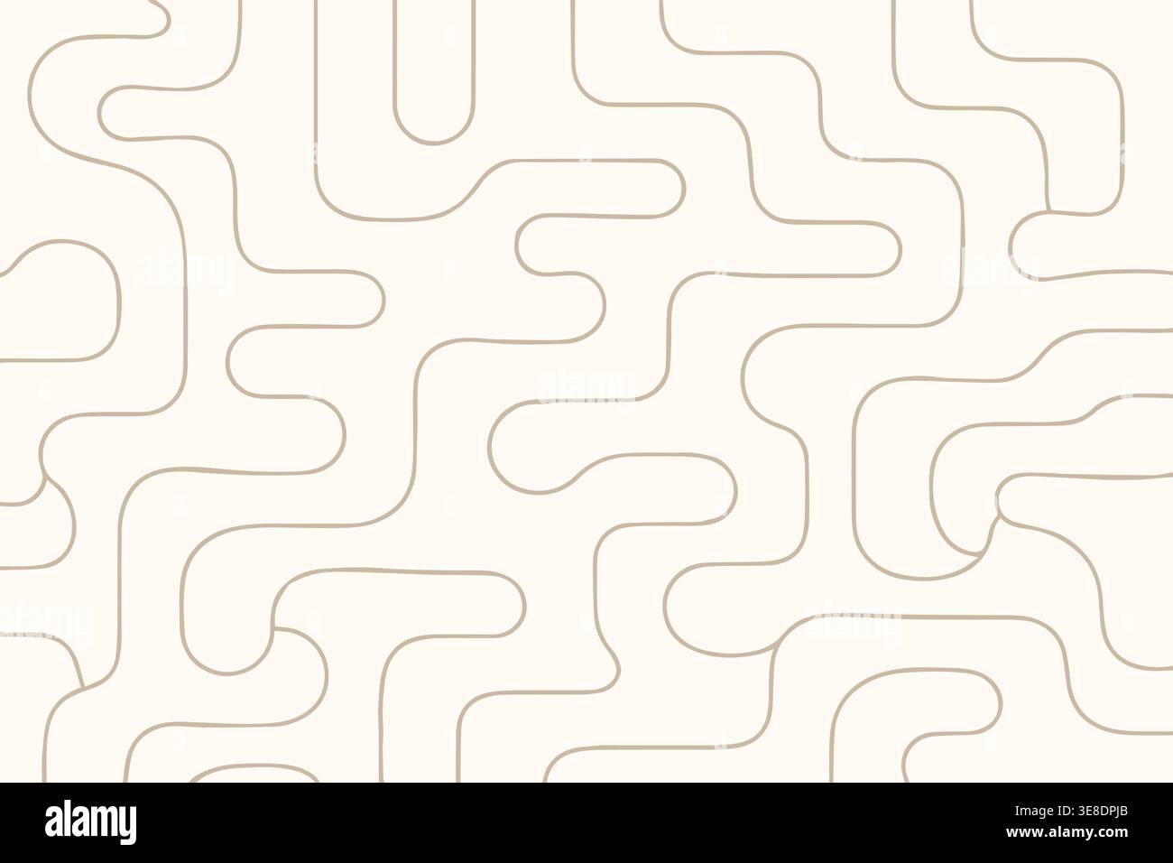 Beige organic maze seamless abstract line pattern background Stock Vector