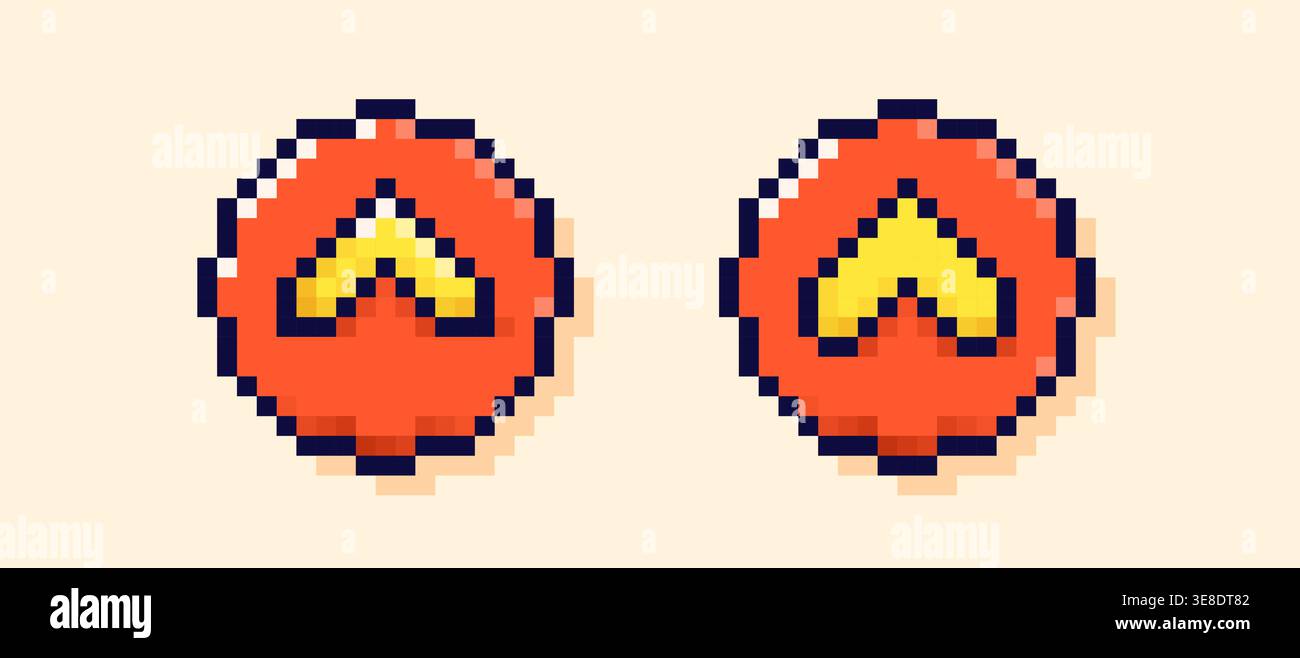 Swipe up pixel art red buttons. Stock Vector