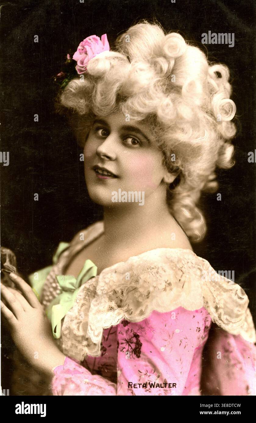 Portrait of the singer Reta Walter, circa 1900. Postcard Stock Photo