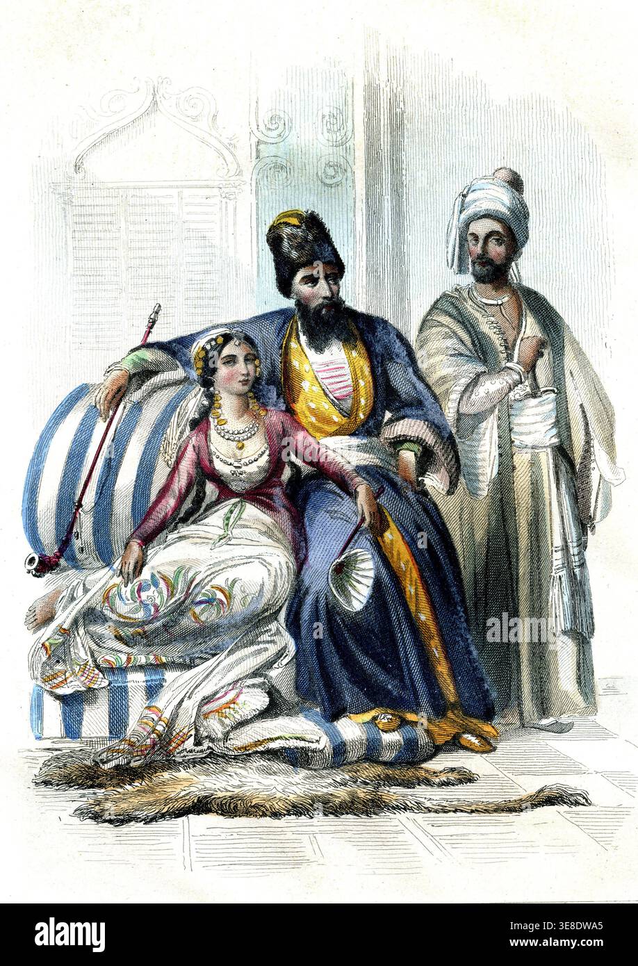 Persian and Georgian couple. Engraving, 1862 Stock Photo