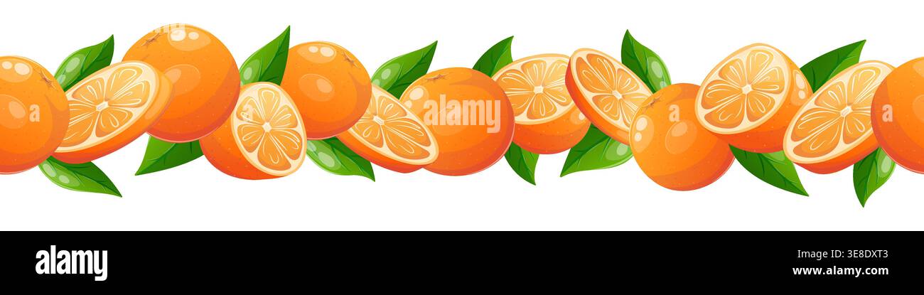 Vector seamless border with oranges Stock Vector