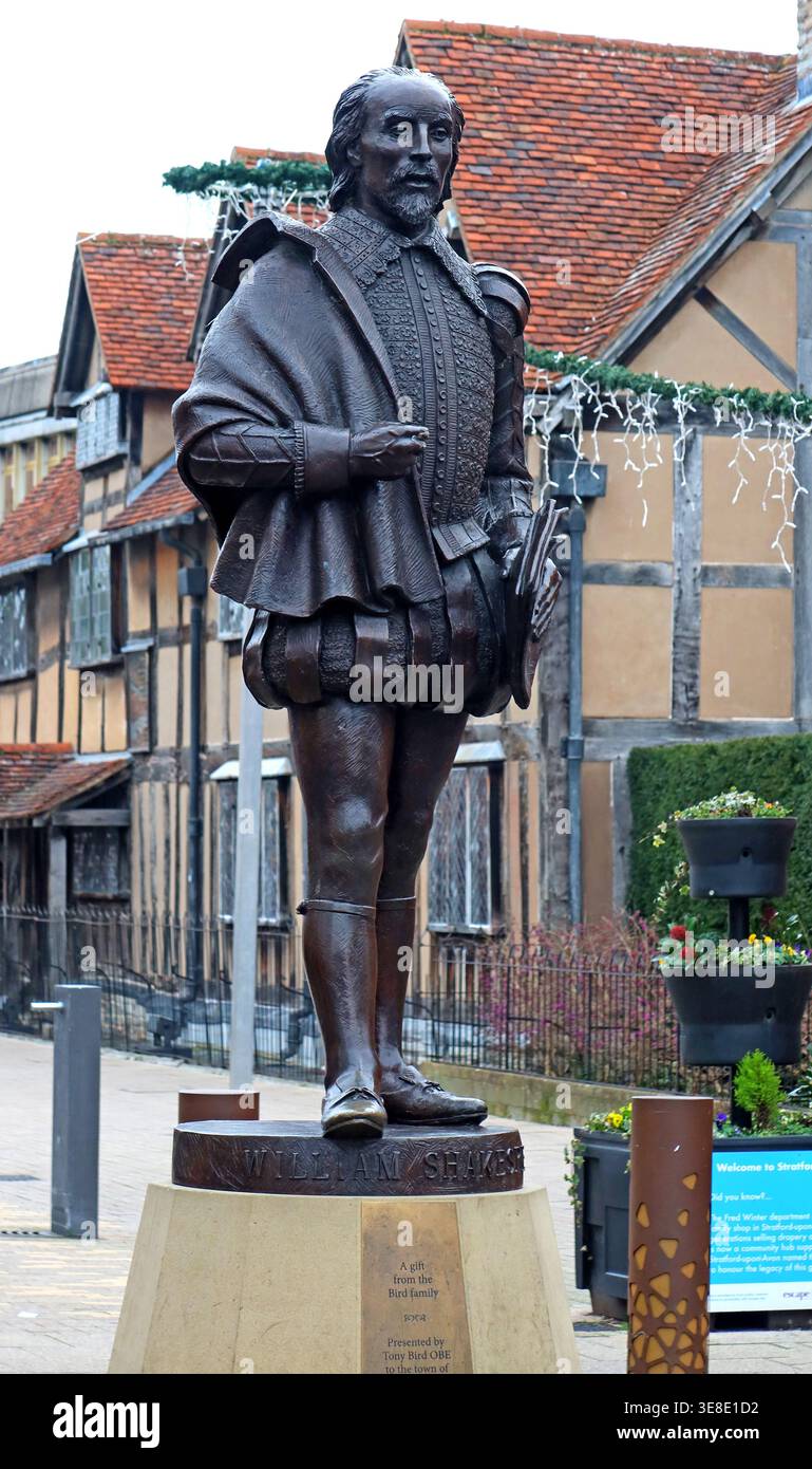 William Shakespeare statue Stratford-Upon-Avon. Stock Photo