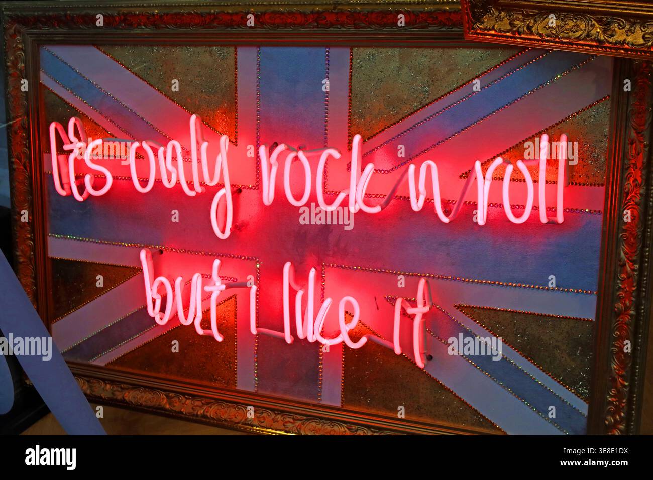 Only Rock n Roll in neon, United Kingdom. Stock Photo