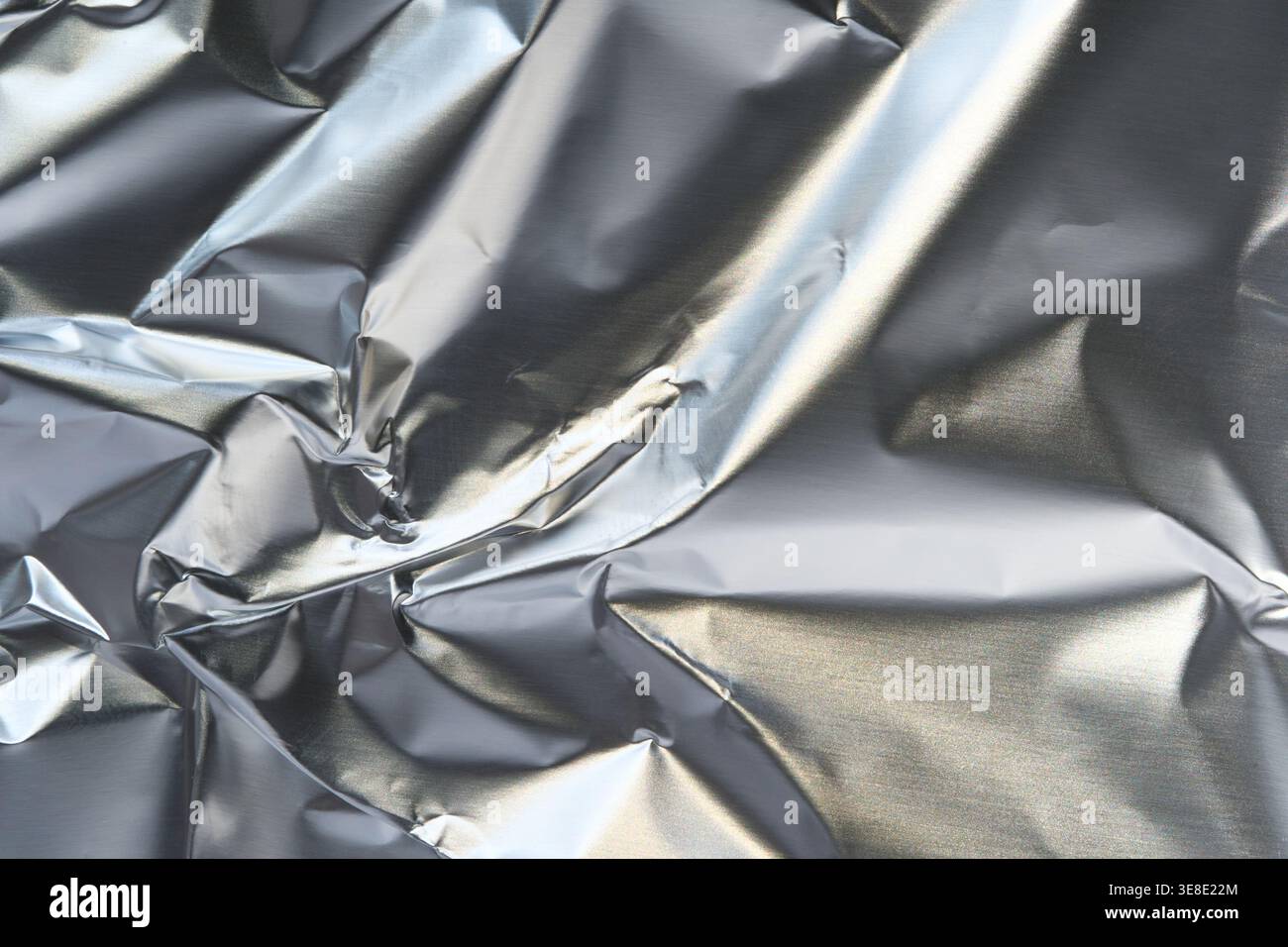 Crumpled Dark Silver Metallic Foil Texture Background With Deep Folds ...