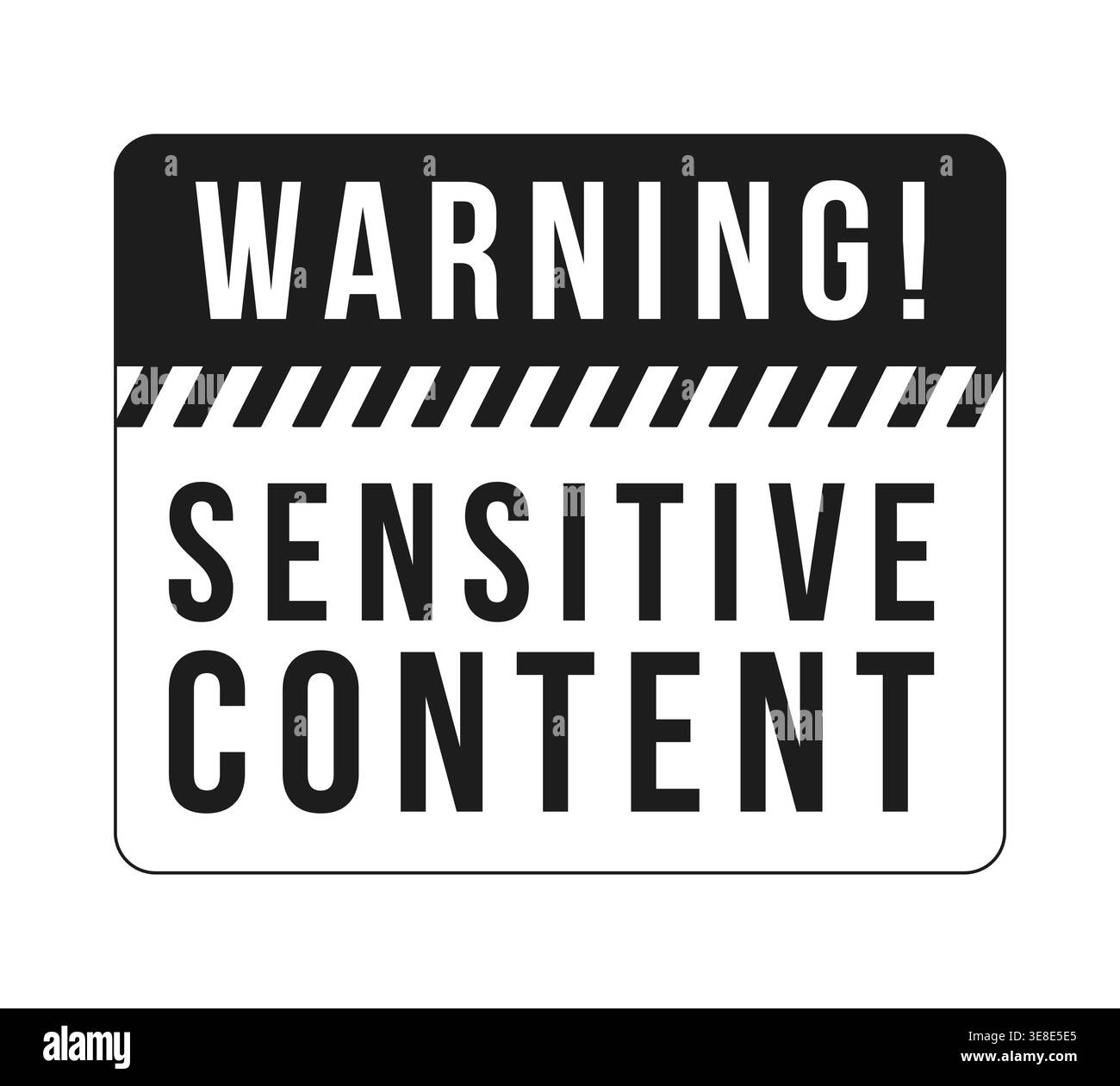 Sensitive content warning black and white label sign Stock Vector