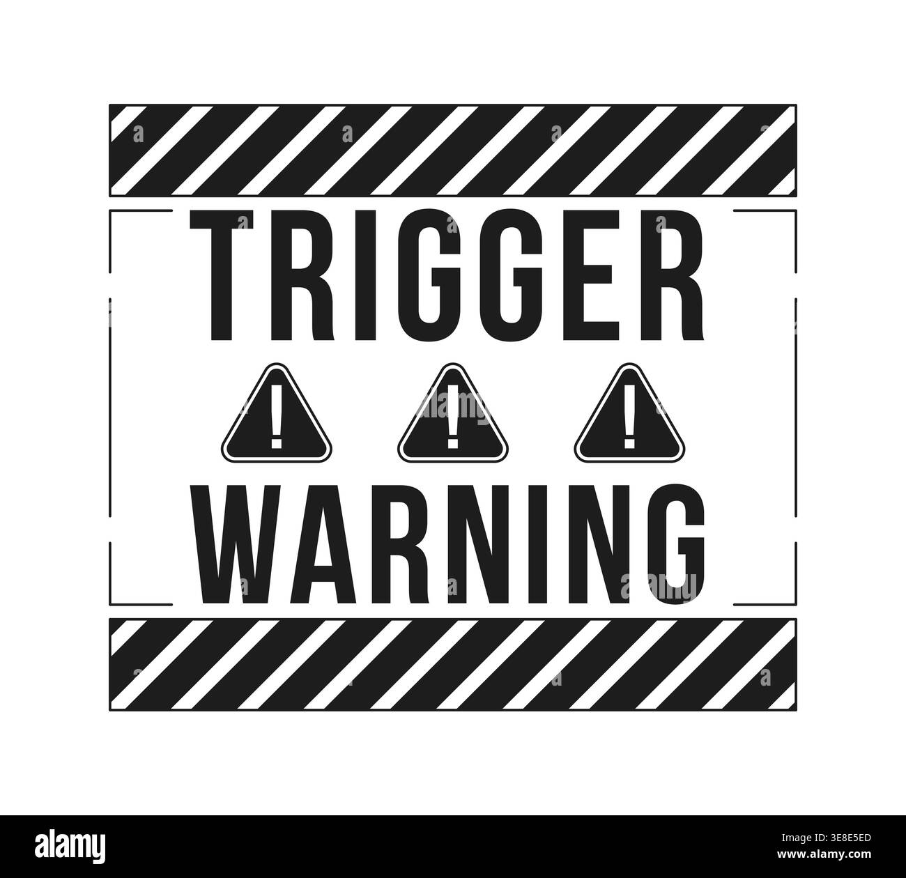 Trigger warning black and white label sign Stock Vector