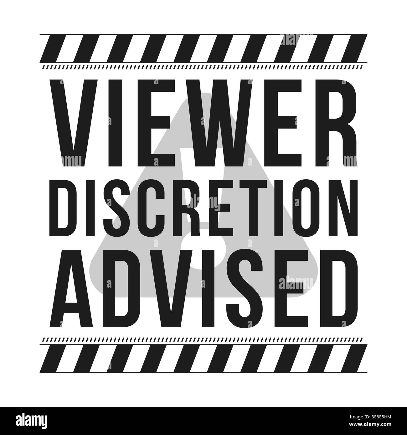 Viewer discretion advised black and white label sign Stock Vector