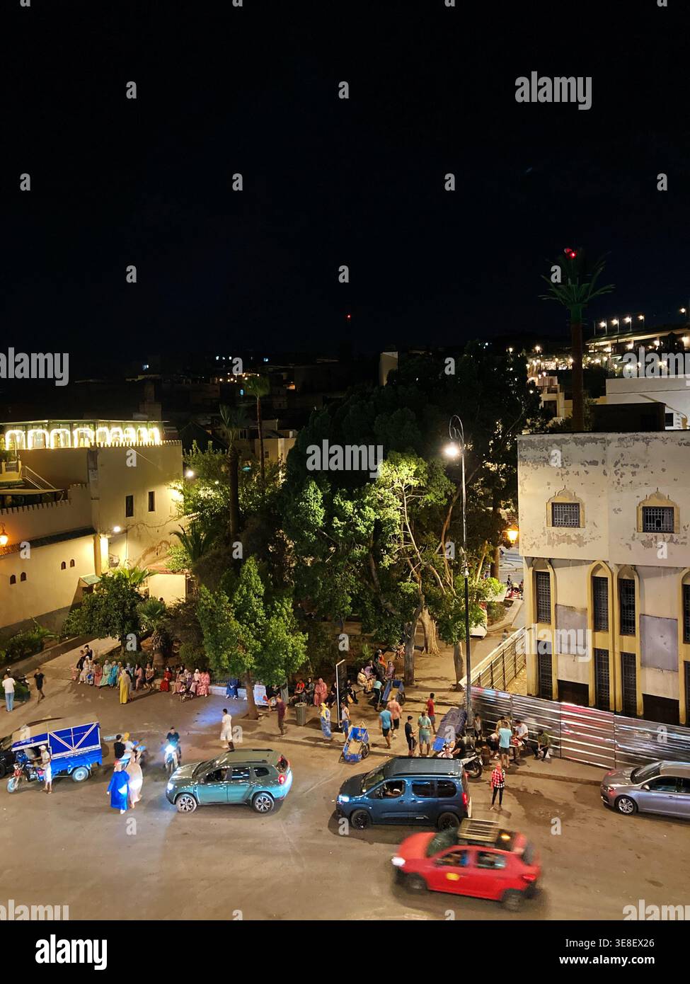 Nighttime cityscape view along Boulevard Ahmed Ben Mojamed, Fez, Morocco —  8 August 2025. Stock Photo