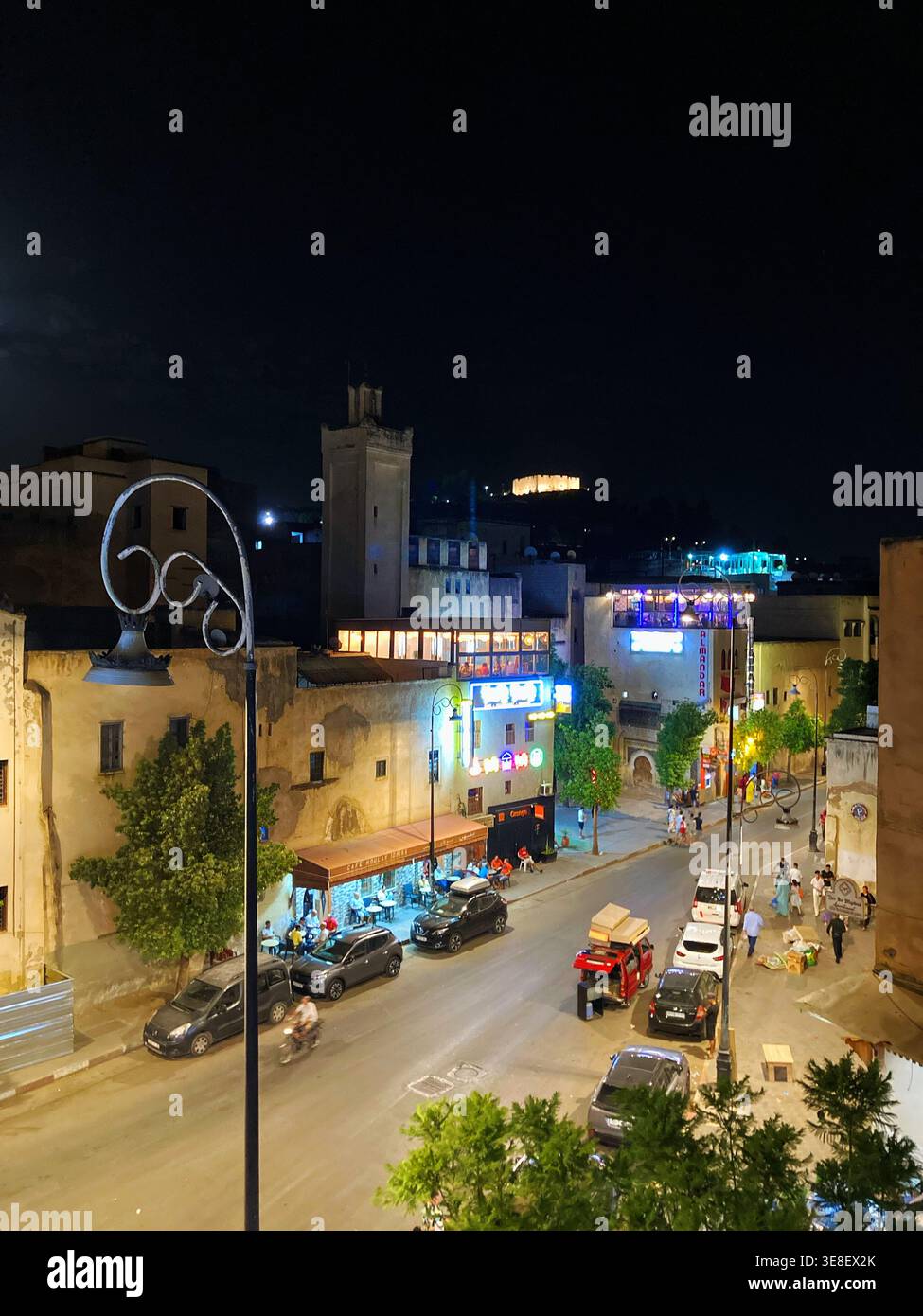 Nighttime cityscape view along Boulevard Ahmed Ben Mojamed, Fez, Morocco —  8 August 2025. Stock Photo