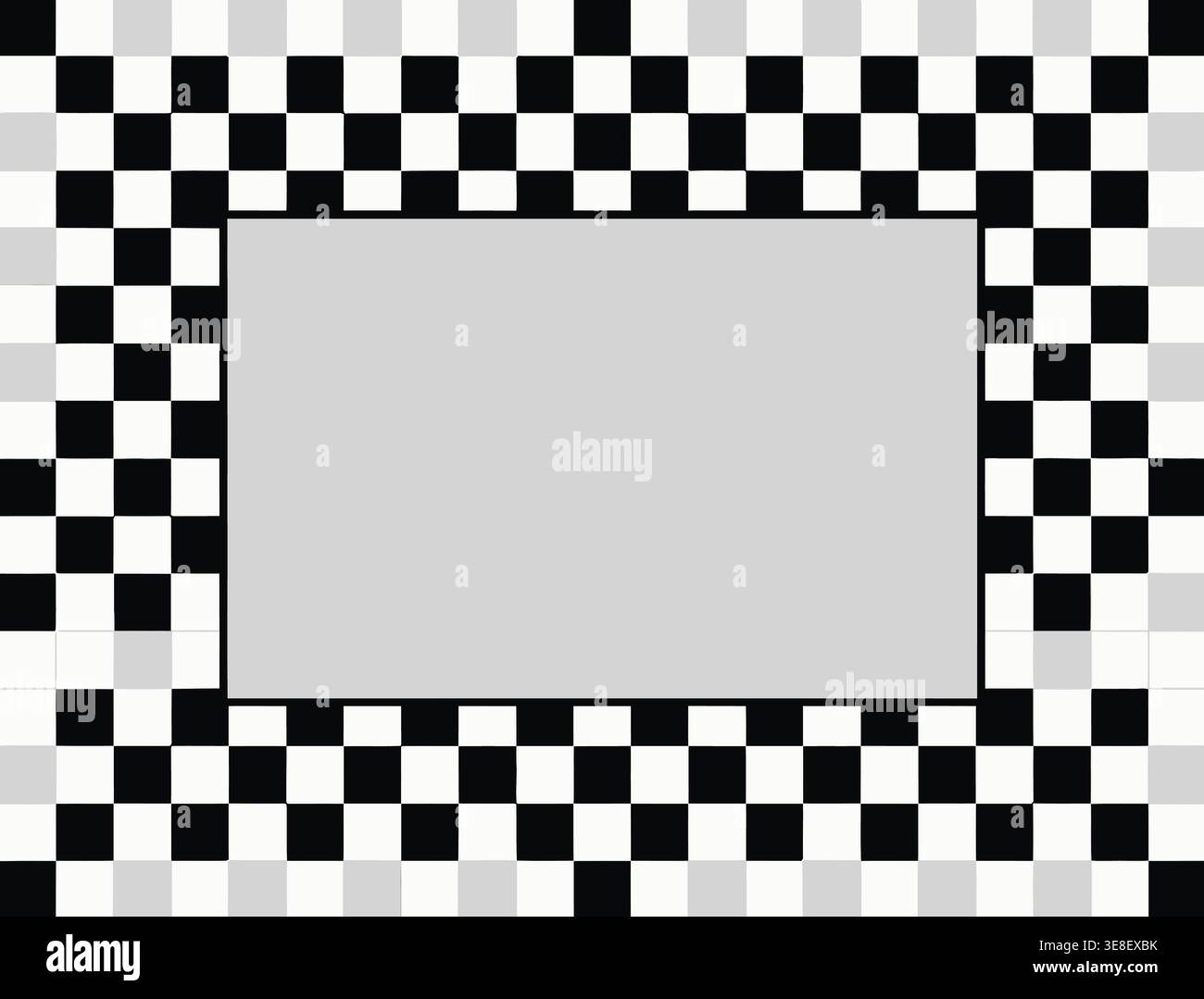 Checkered Frame Background, Black and White Border Pattern Design Stock Vector