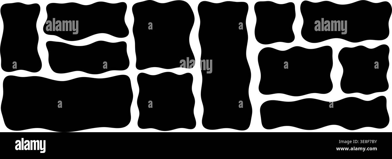 Wavy organic frame shape set with irregular edges, perfect for creative text layouts vector illustration. Stock Vector