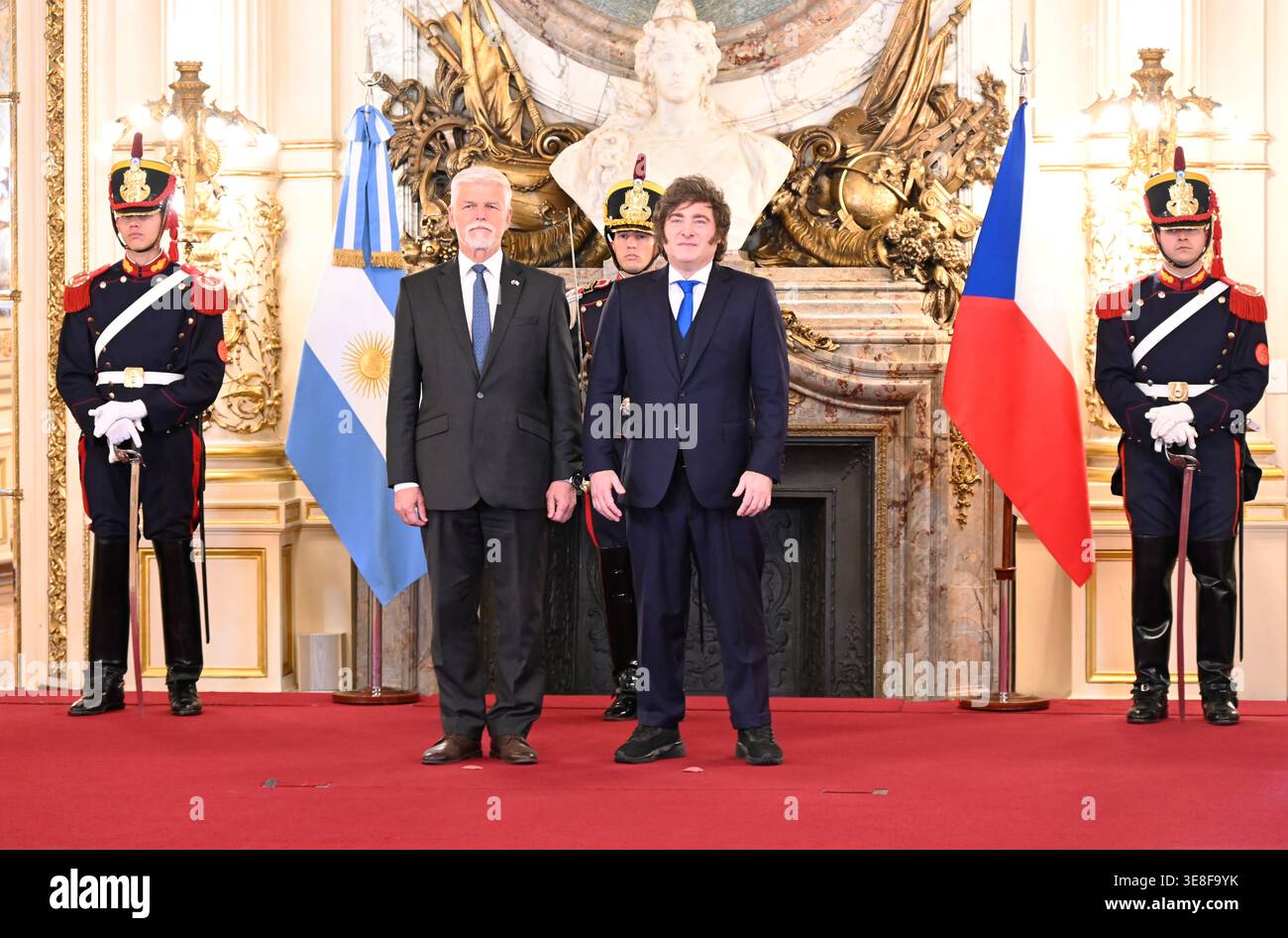 Czech President Petr Pavel (left) visits Argentine President Javier ...