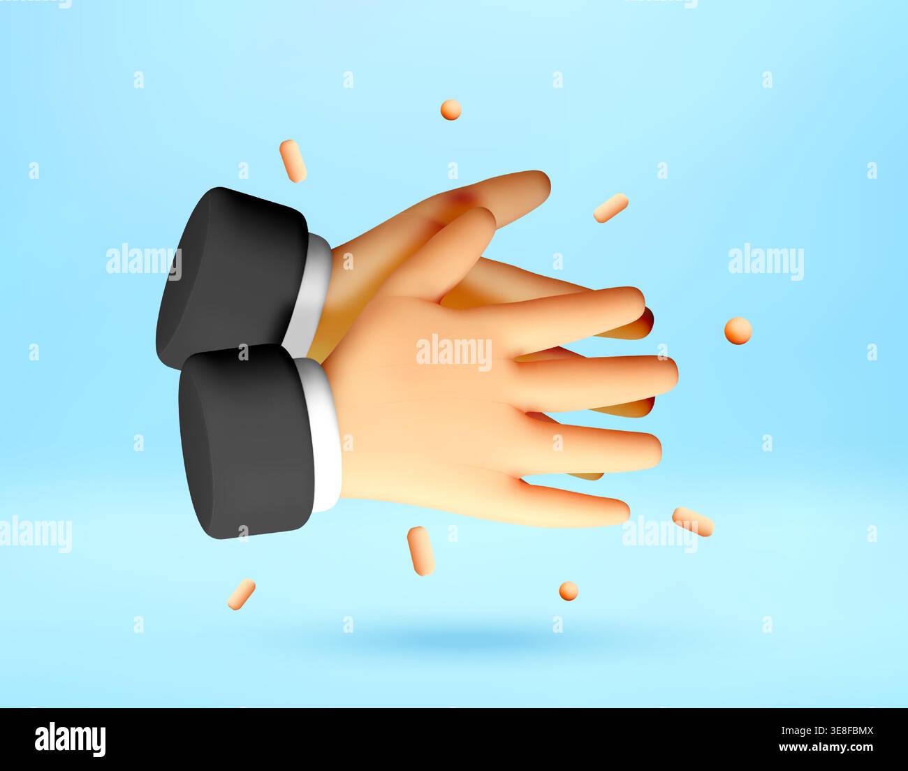 3d hands clapping to show success and applause. Stock Vector