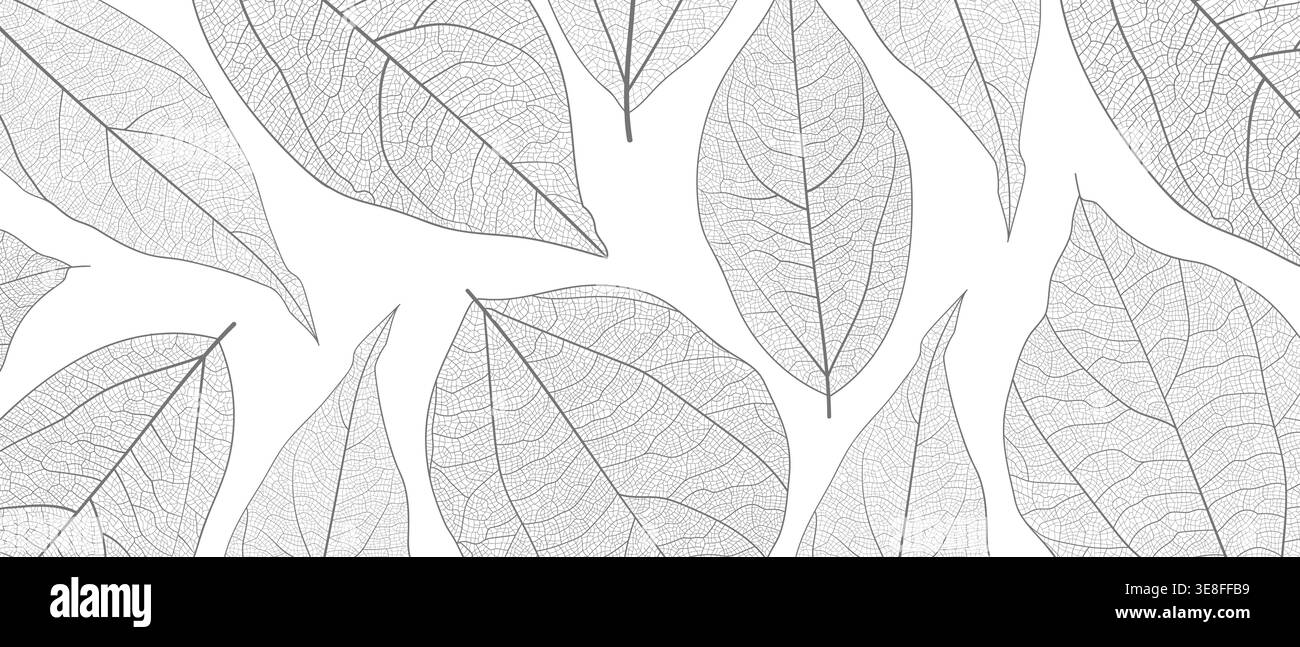 Leaf vein skeleton texture abstract background with close up plant leaf cells ornament texture pattern. Stock Vector