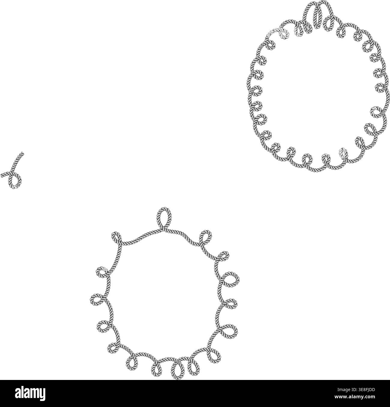 Nautical rope borders set and frames in classic sailor style vector illustration. Stock Vector