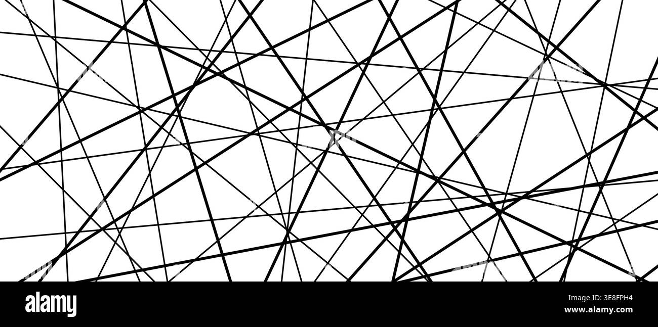 Straight random chaotic geometric lines form striking abstract vector pattern. Stock Vector