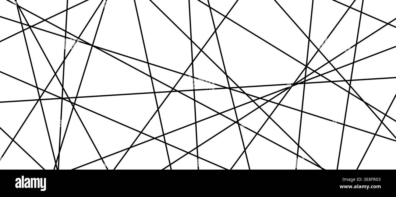 Straight random chaotic geometric lines form striking abstract vector pattern. Stock Vector