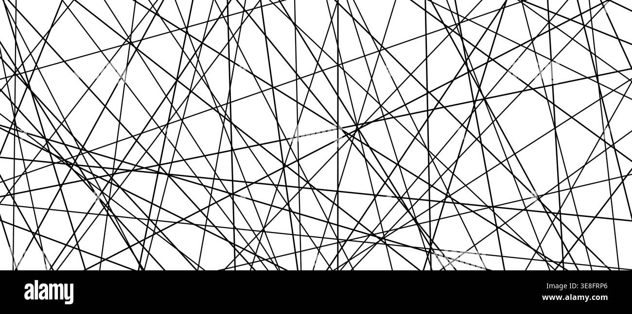 Straight random chaotic geometric lines form striking abstract vector pattern with irregular angles chaotic arrangement Stock Vector
