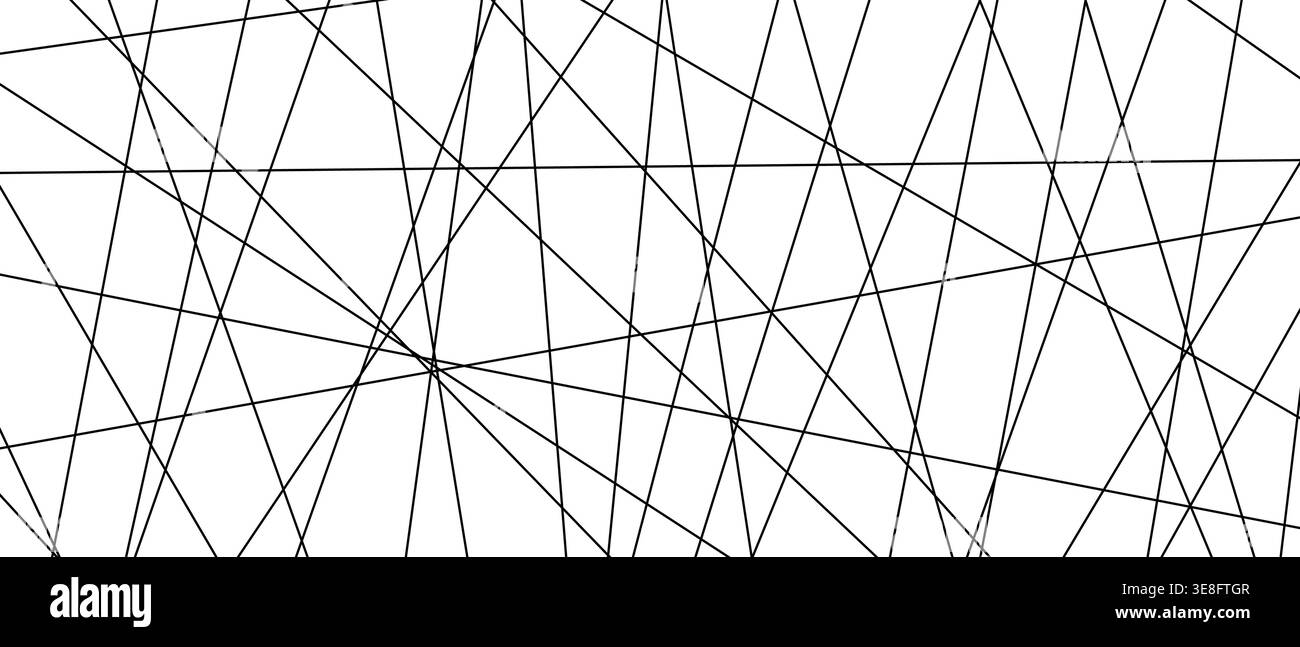 Straight random chaotic geometric lines form striking abstract vector pattern. Stock Vector