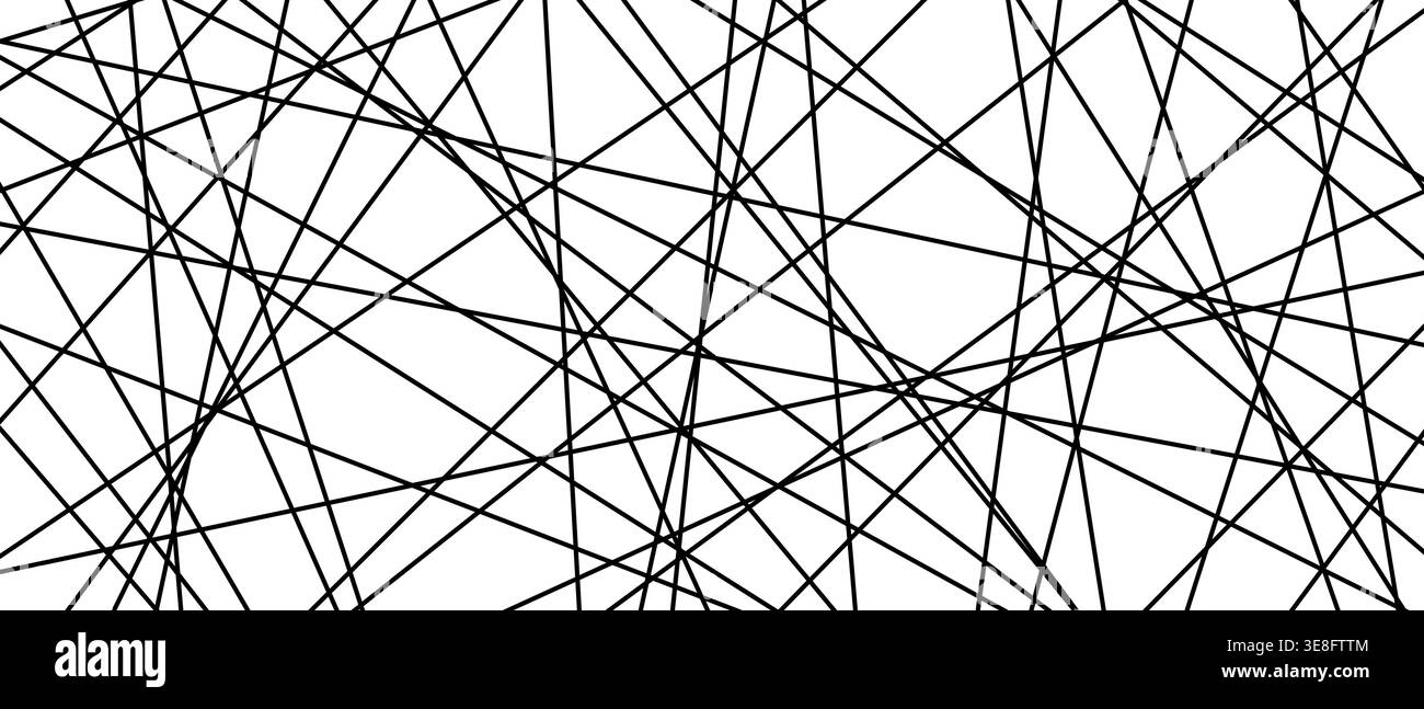 Straight random chaotic geometric lines form striking abstract vector pattern. Stock Vector