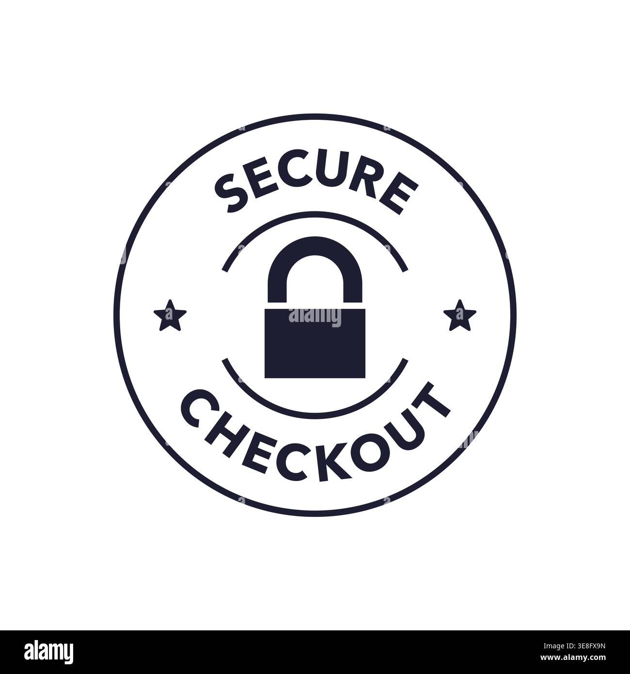 Secure Checkout Badge with Lock Symbol in Circular E-Commerce Icon Design Vector Illustration Stock Vector