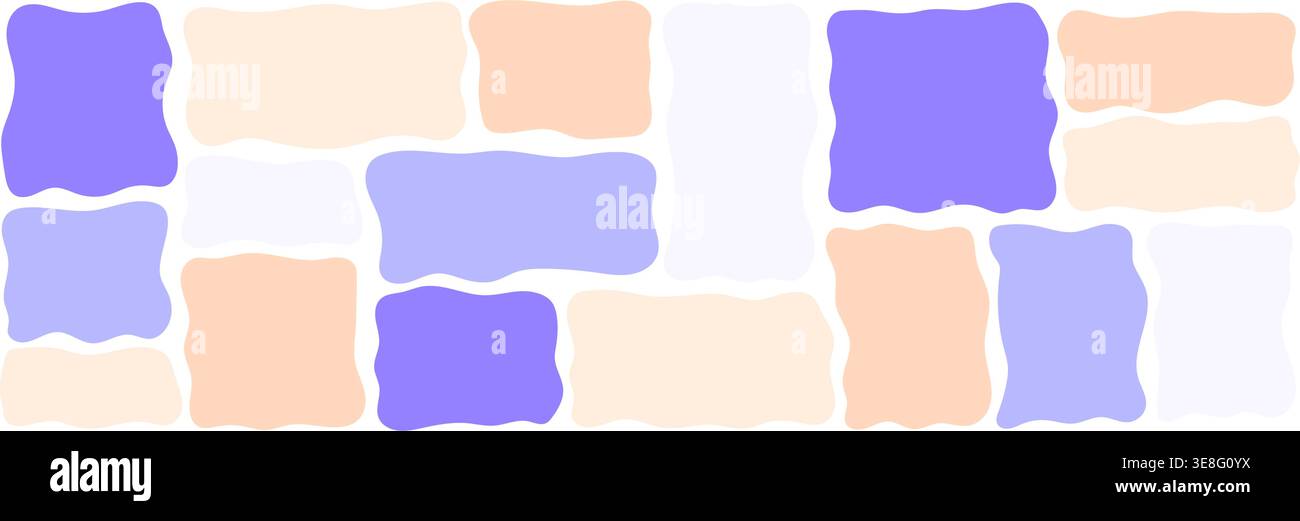 Organic wavy rectangle border with fluid edges vector illustration set. Stock Vector