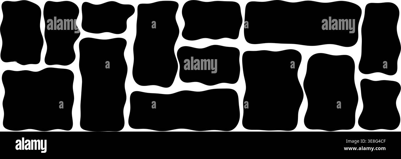 Wavy organic frame shape set with irregular edges, perfect for creative text layouts vector illustration. Stock Vector