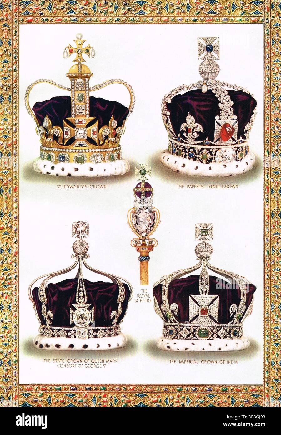 The Royal crowns and sceptre of Great Britain Stock Photo