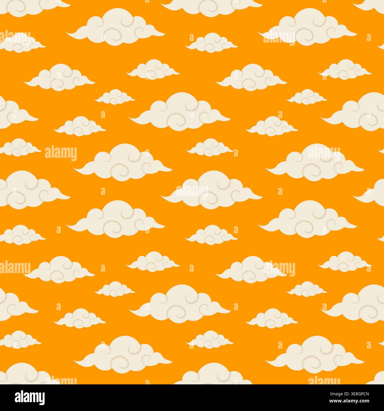 Chinese clouds seamless pattern oriental background vector illustration. Stock Vector