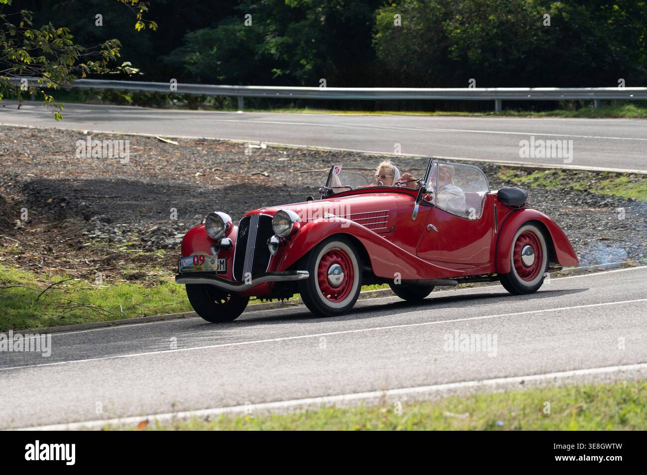 Classic 1930s Aero 30 Sport Roadster Driving on Pezinská Baba Pass Stock Photo