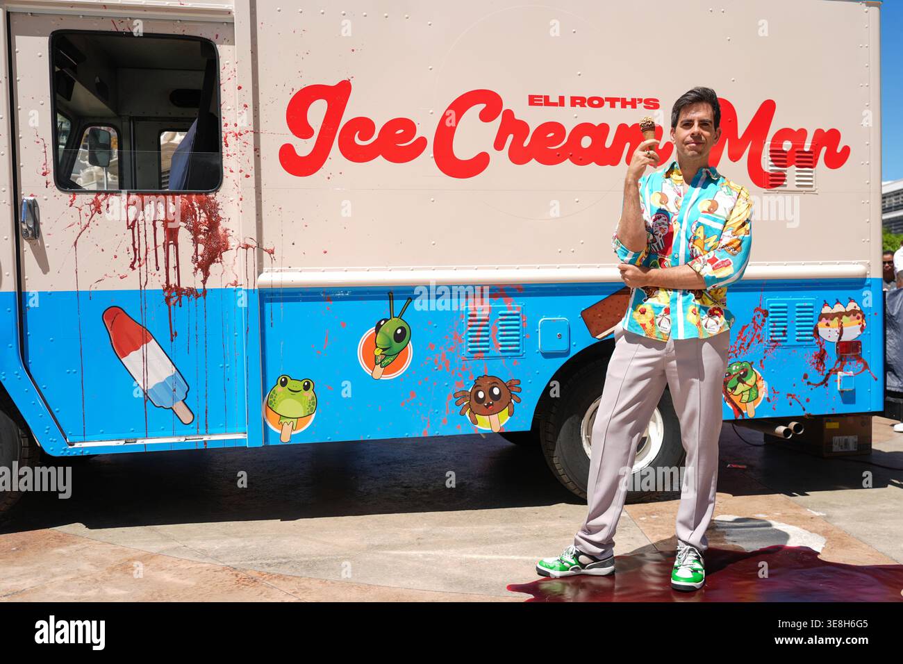 Eli Roth poses in front of an ice cream truck during a photo call for ...