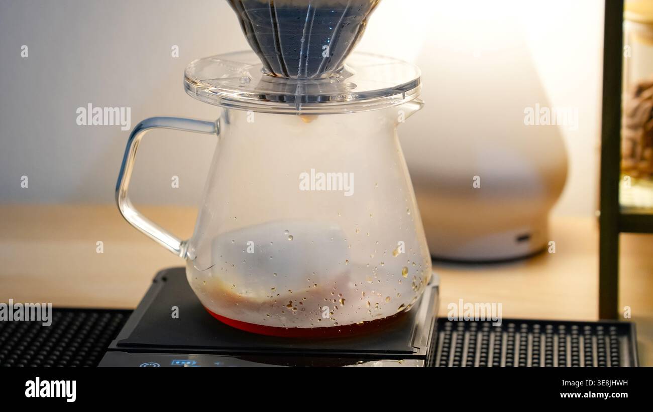 Pour Over Coffee Brewing Process Stock Photo