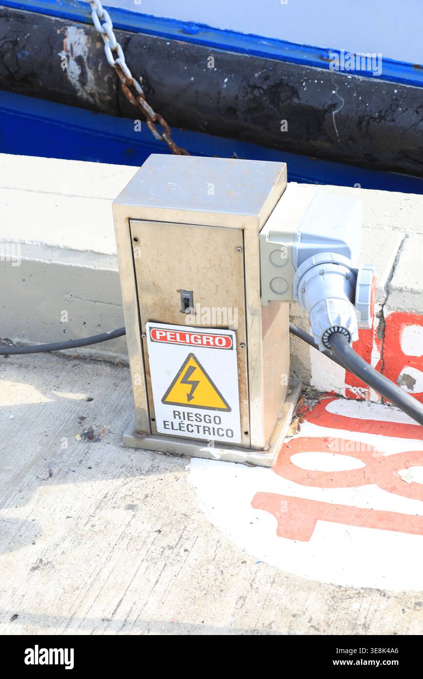 Shore Power connections with cables connected on 480 Volt. Stock Photo