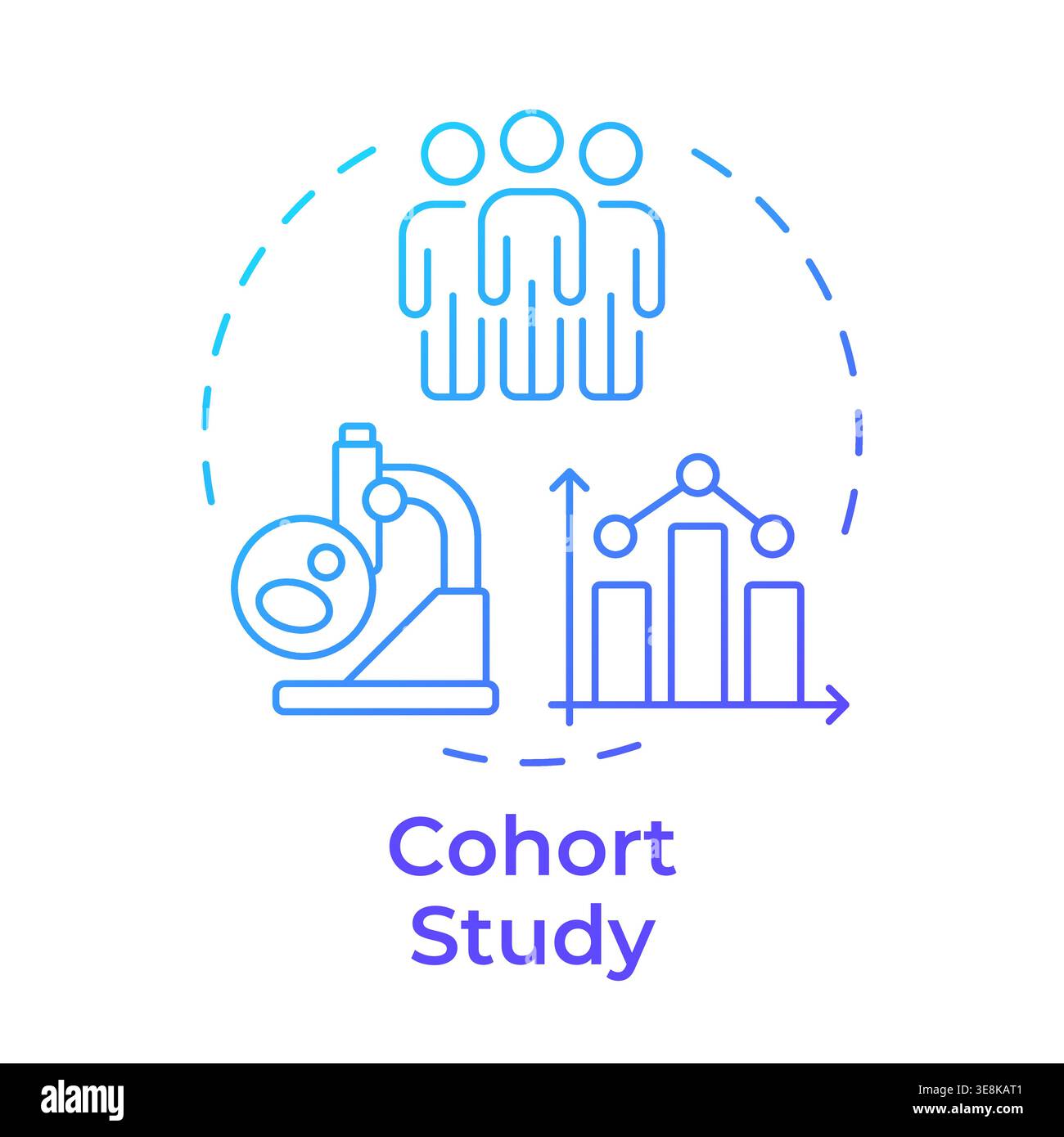 Cohort study blue gradient concept icon Stock Vector