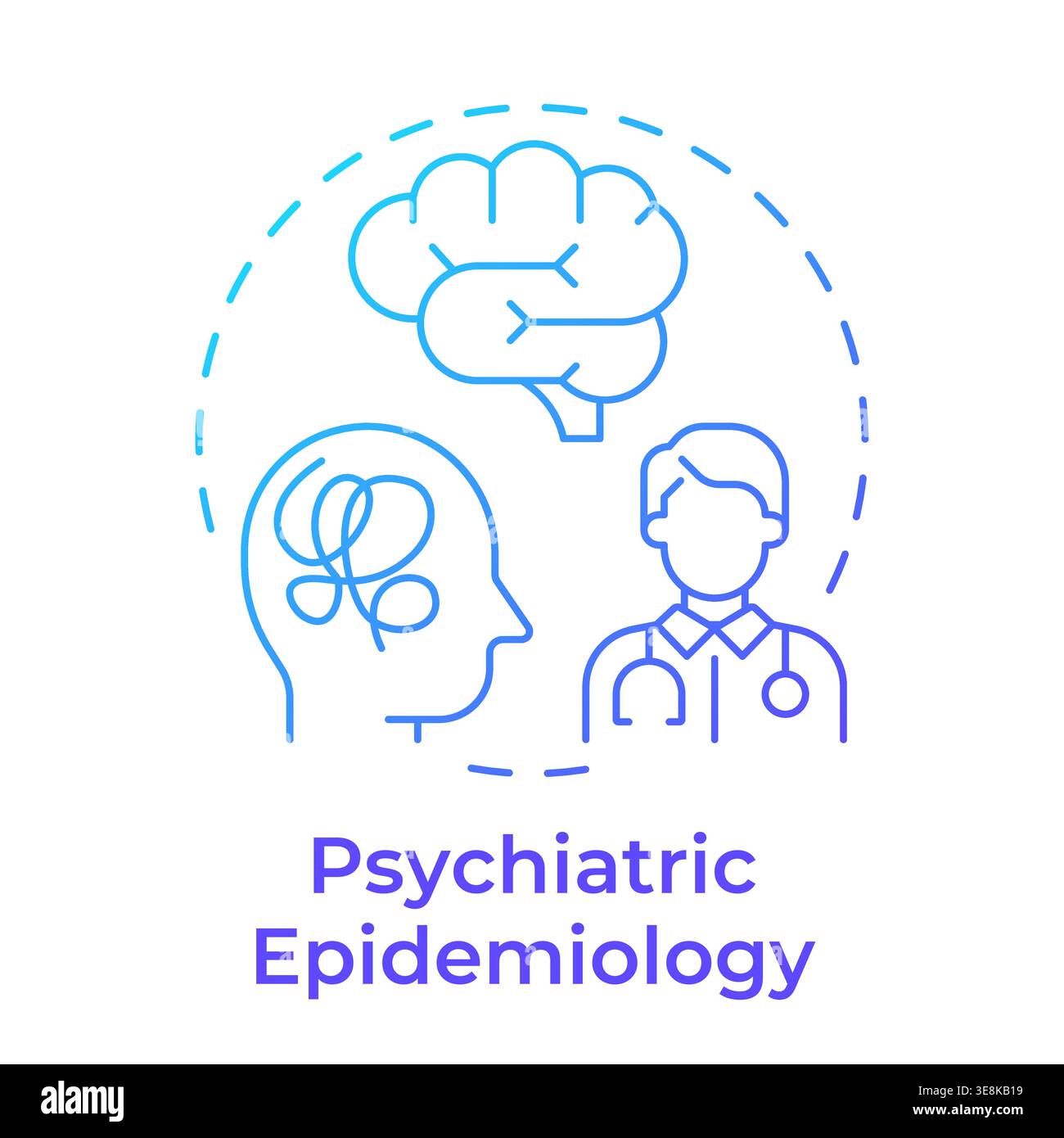 Psychiatric epidemiology blue gradient concept icon Stock Vector
