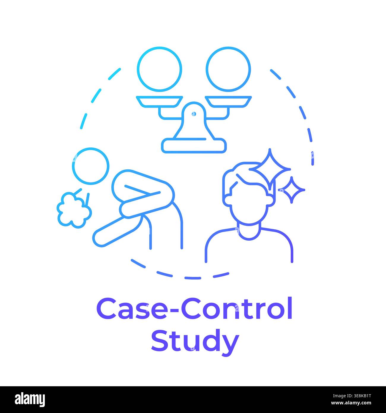 Case control study blue gradient concept icon Stock Vector