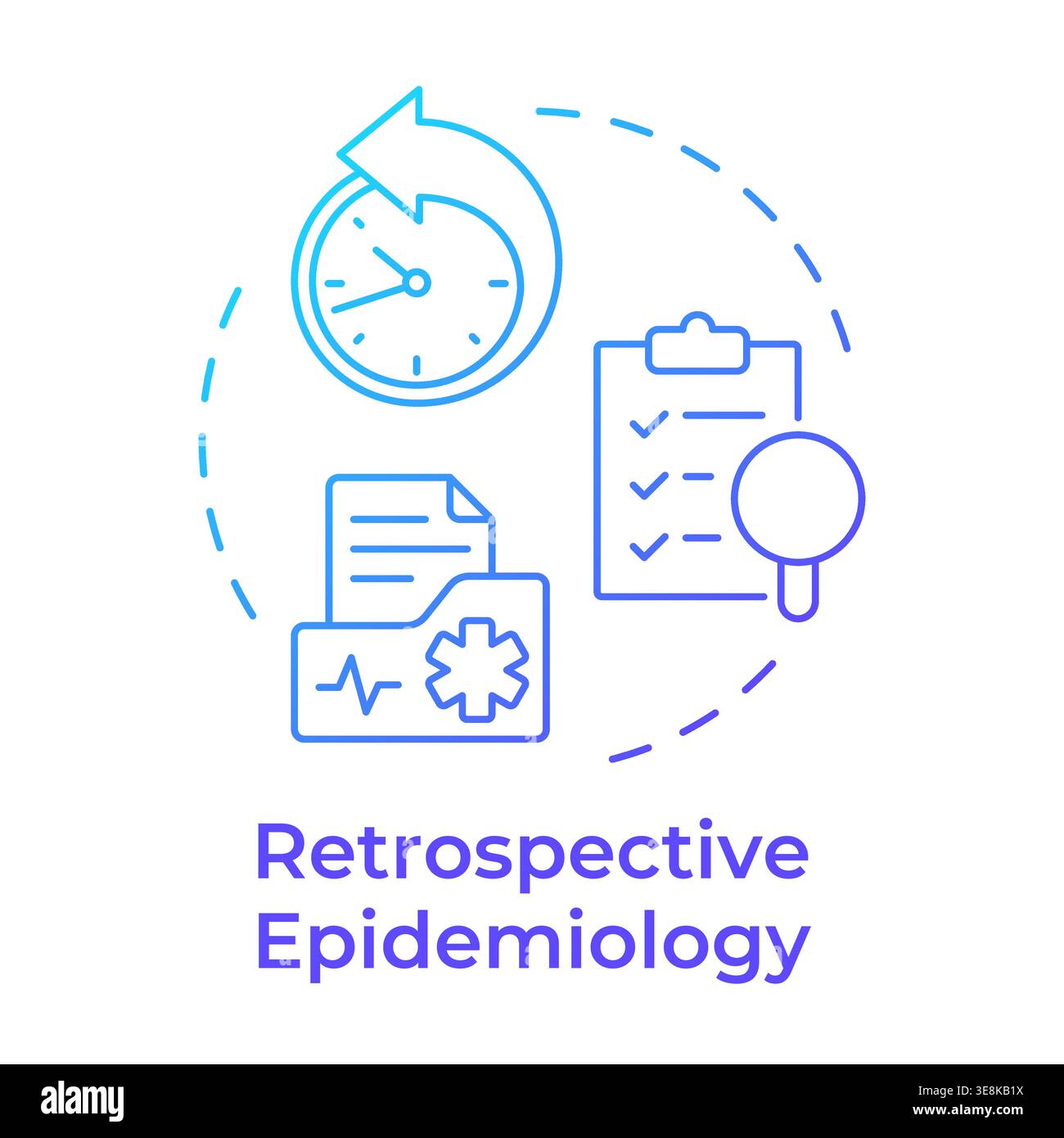Retrospective epidemiology blue gradient concept icon Stock Vector