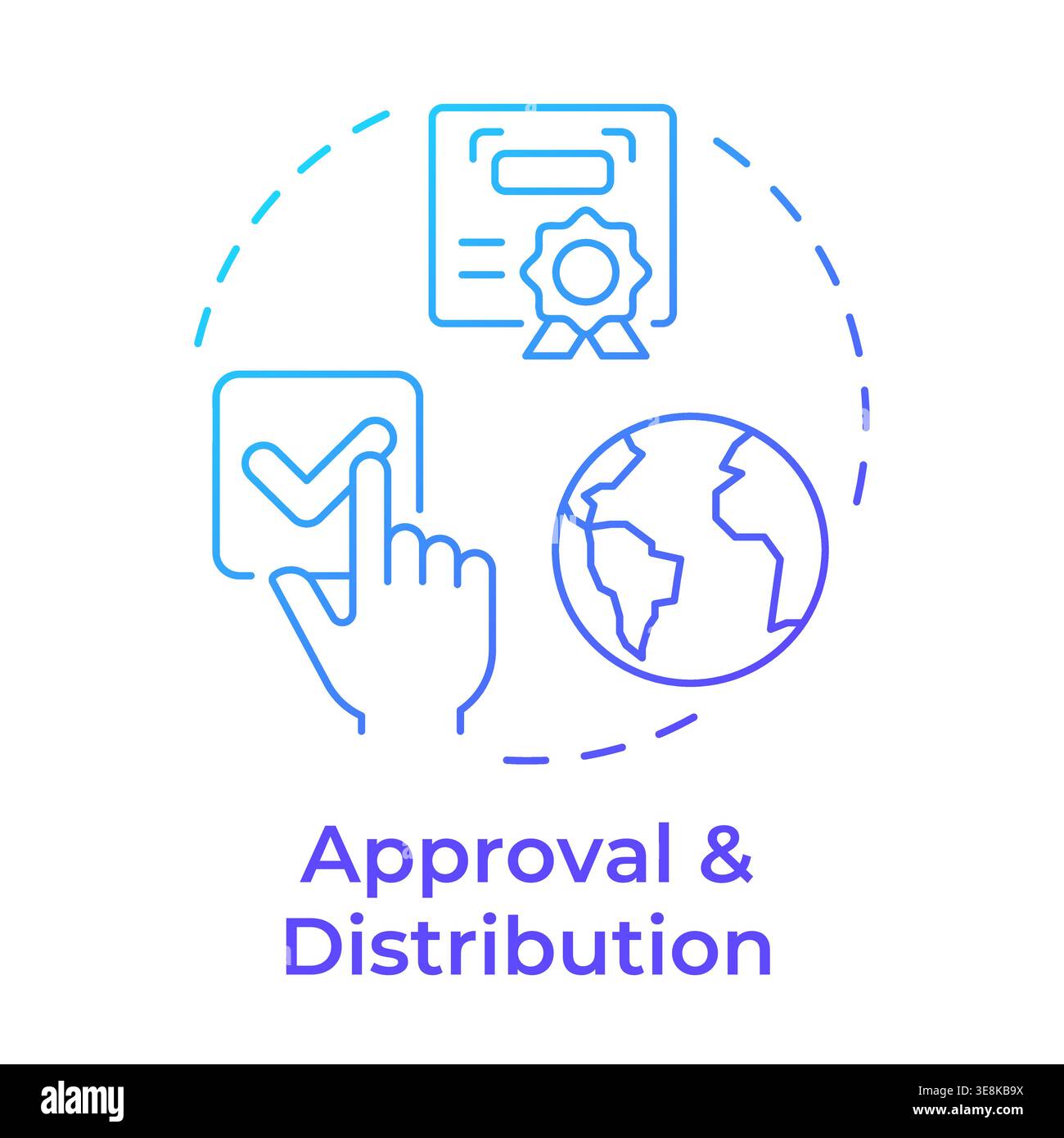 Approval and distribution blue gradient concept icon Stock Vector