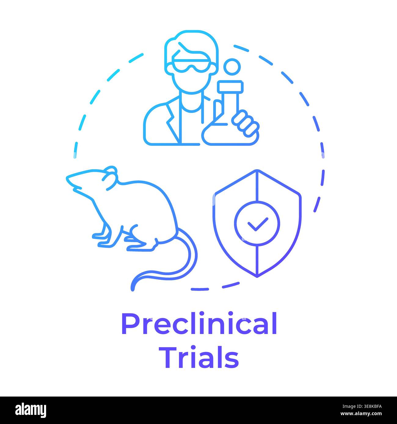 Preclinical trials blue gradient concept icon Stock Vector