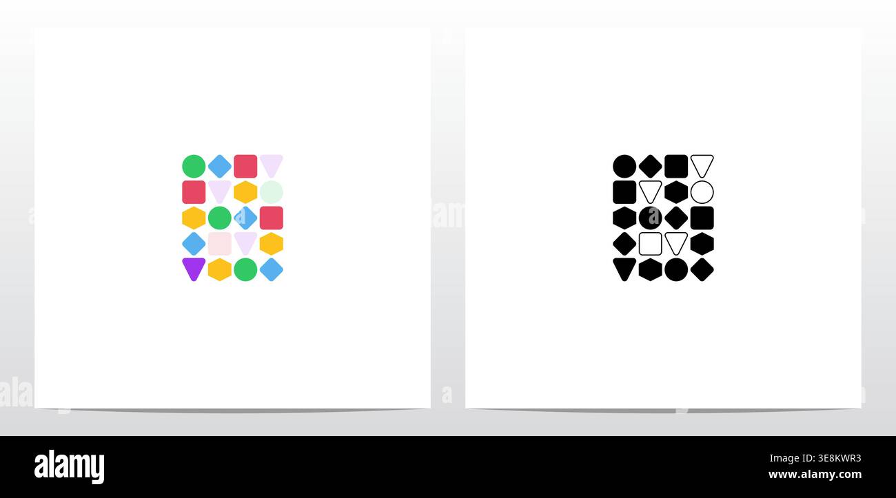Circle Square Hexagon Diamond Triangle Shape Letter Logo Design B Stock Vector