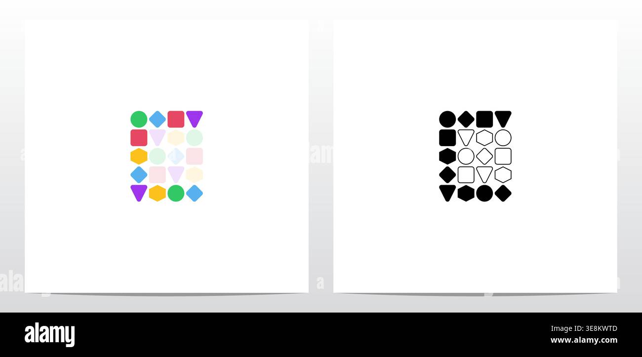 Circle Square Hexagon Diamond Triangle Shape Letter Logo Design C Stock Vector