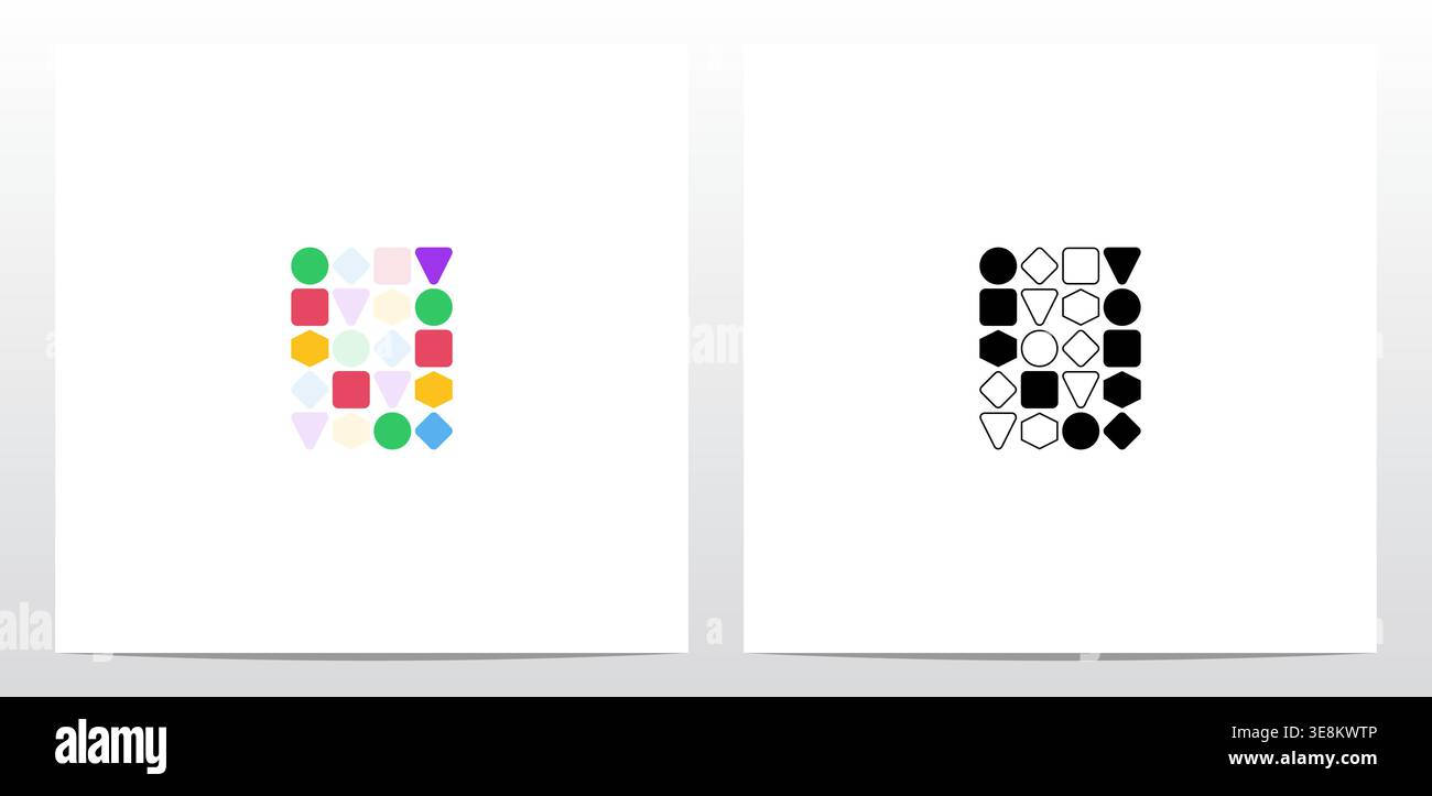 Circle Square Hexagon Diamond Triangle Shape Letter Logo Design V Stock Vector