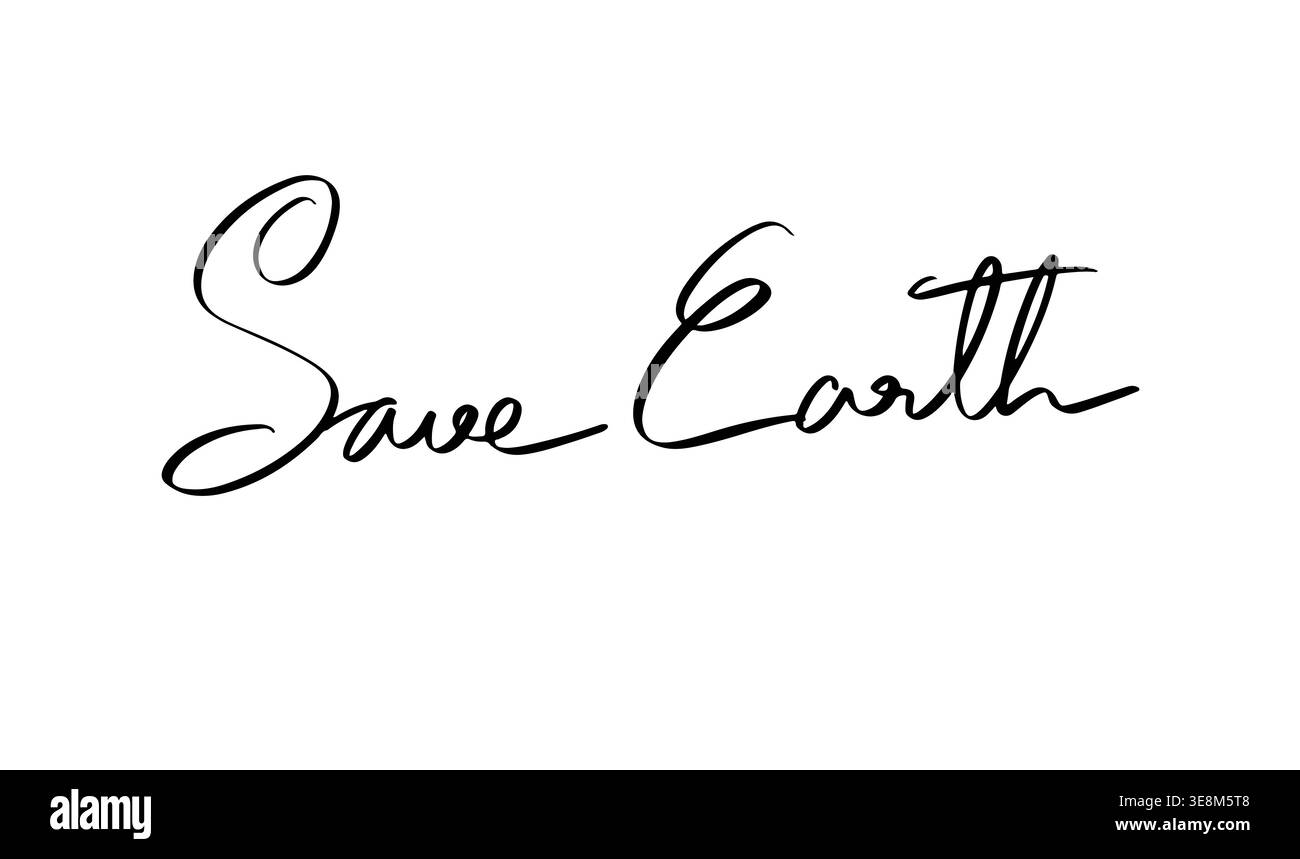 Save earth text font calligraphy hand written lettering script black ...