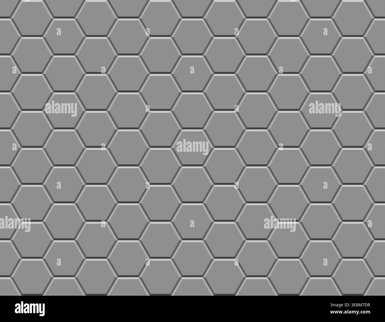 Light gray embossed hexagonal honeycomb texture with seamless geometric surface. Stock Vector