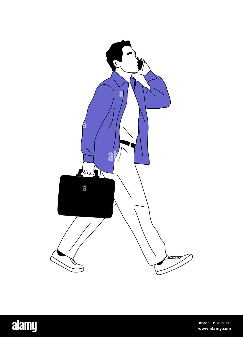 Business Man walks while talking on phone Stock Vector