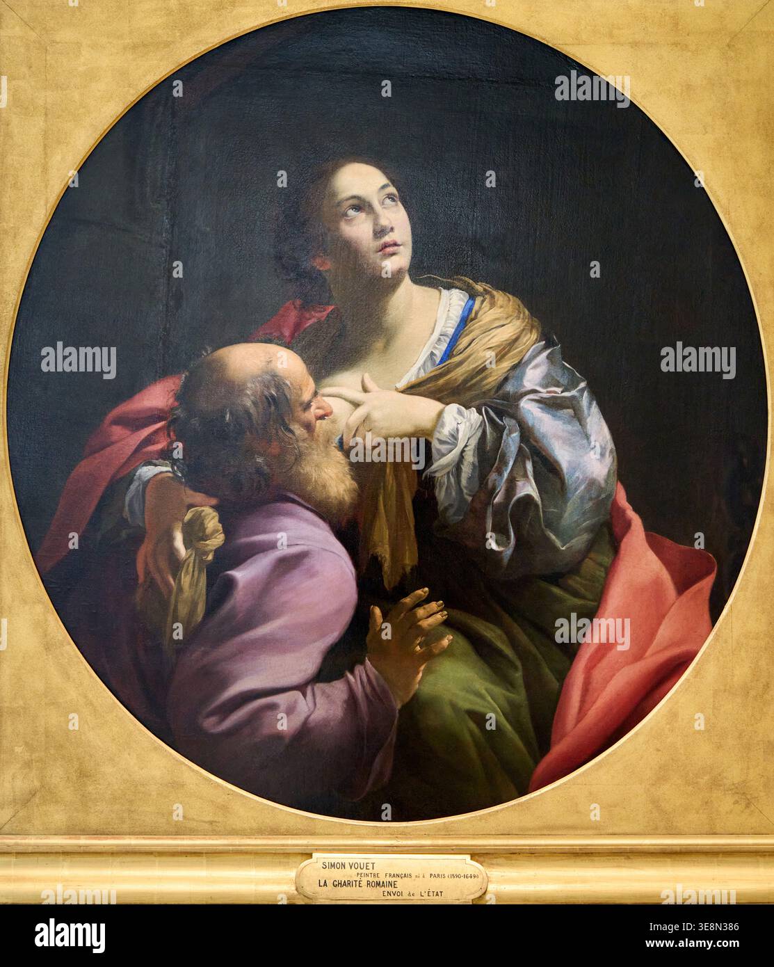 Roman Charity, La Charité romaine, Circa 1626, Simon Vouet (Paris 1590 - 1649 Paris), Bonnat-Helleu Museum, Musée des beaux-arts, Bayonne, France Stock Photo