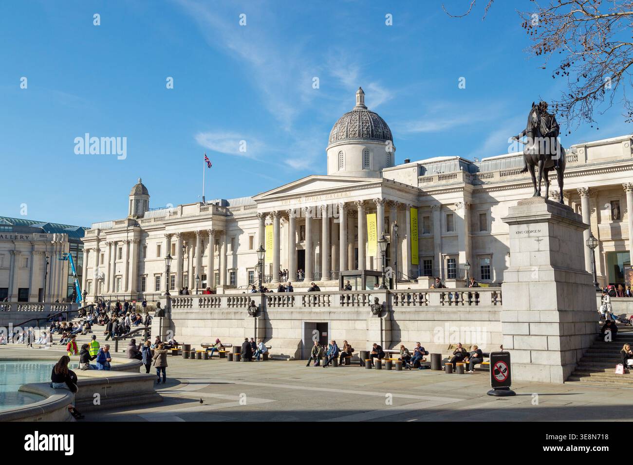 A sunny day at the National Gallery in Trafalgar Square, London Stock Photo