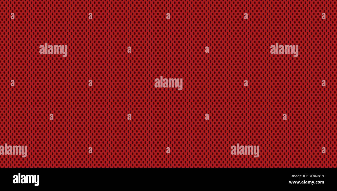 Red mesh fabric texture athletic jerseys vector illustration seamless background. Stock Vector
